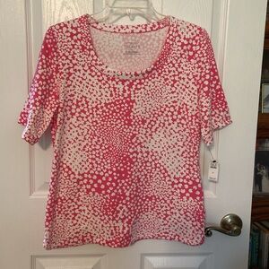 Talbots pink and white tee